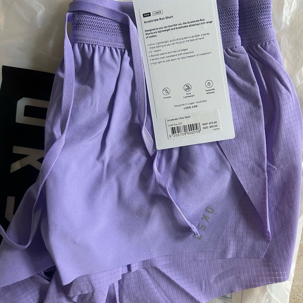 LSKD Accelerate Running Shorts 3” 2XS Violet Ray - Picture 5 of 7
